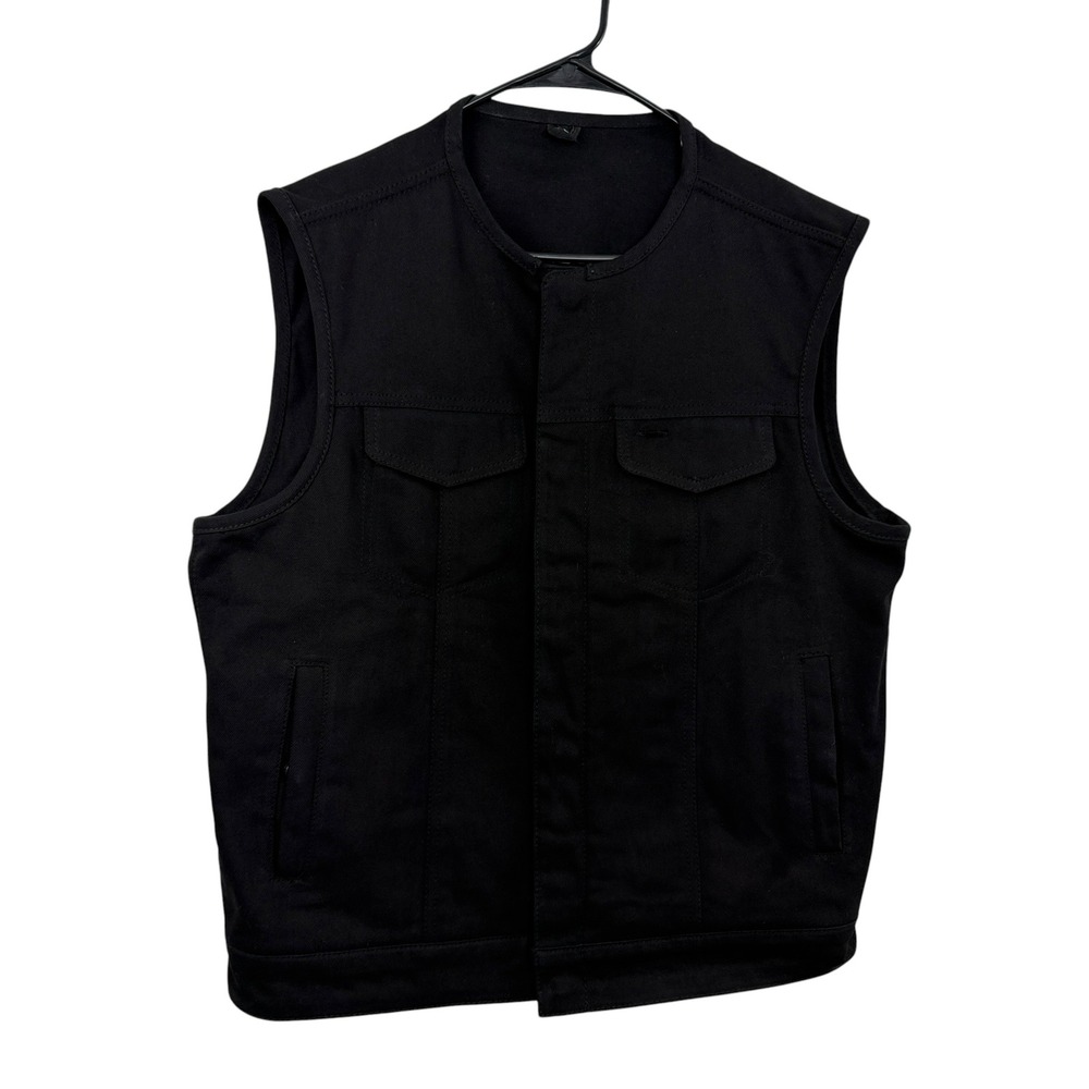 First Manufacturing Co Vest Mens Large Black Voyager Twill Workwear Motorcycle